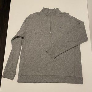 Criquet Mock Neck Long Sleeve 1/4 Zip Pullover Sweater Grey Men's Large L